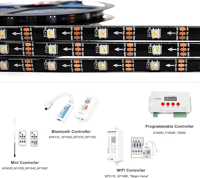 DC5V SK6812 (Similar WS2812B) RGBW RGB+Neutral White LED Strip Light 30leds/Pixels/m Individually Addressable 4Color in 1LED(16.4ft(5m) 150leds IP65) (No Adapter or Controller)