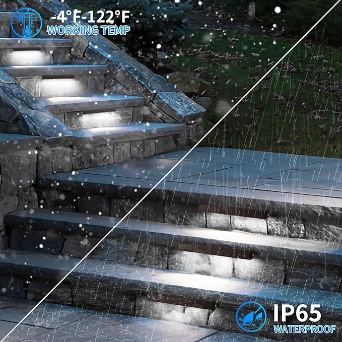 4-Packs 3W 7inch LED Hardscape Paver Lighting,12V AC/DC Low Voltage Retaining Wall Lights,LED Landscape Lighting,5000K Daylight White Outdoor Step Light,50,000 Hours Lifespan