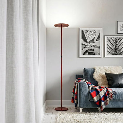 Brightech Sky LED Floor lamp, Torchiere Super Bright Floor Lamp for Living Room Decor & Office - Dimmable, Tall Standing Lamp with Warm Light for Bedroom & Reading - Red