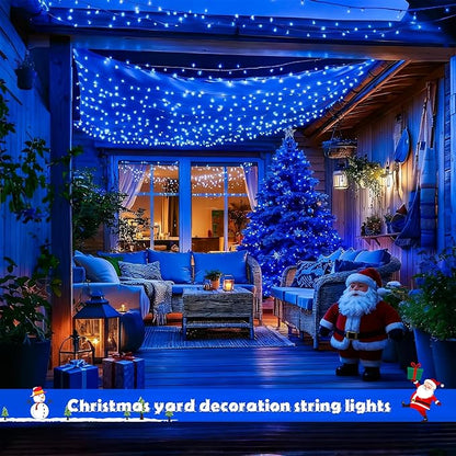 JMEXSUSS 2 Pack Solar String Lights Outdoor Waterproof, Total 66 FT 200 LED Solar Christmas Lights Outdoor, Twinkle Light for Christmas Tree Outside Garden Yard Xmas Decor, Blue