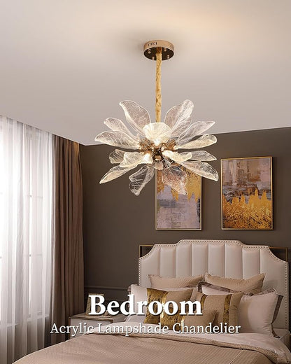 Modern Tree Branch Leaf Chandelier, 18-Light 25.59" Luxury Gold Pendant Lighting, LED 40W 3000K Warm White Chandeliers, Adjustable Height for Living Room, Dining Room, Bedroom, Kitchen Island
