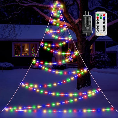 Ollny Outdoor Lighted Christmas Decorations 13FT Tall, IP67 Waterproof Outdoor Christmas Lights with 3 Timers and 8 Lighting Modes, Xmas Decor Light for House Yard Window Wall Lights (Multicolored)