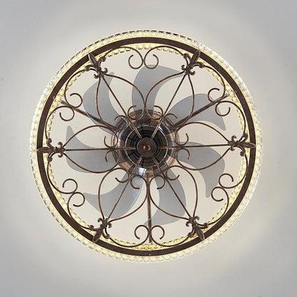 Rustic Caged Ceiling Fan with Lights Remote Control, Retro Industrial Ceiling Fan with Light for Kitchen Bedroom Living Room