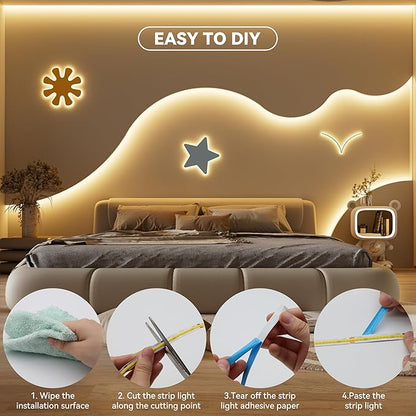MIWISE COB LED Strip 32.8ft/10m,CRI 90+ Warm White 2700K High Lumen Super Bright Flexible DC24V LED Tape Light,for Cabinet Home Office DIY Lighting Projects(Adapter&Controller NOT Included)