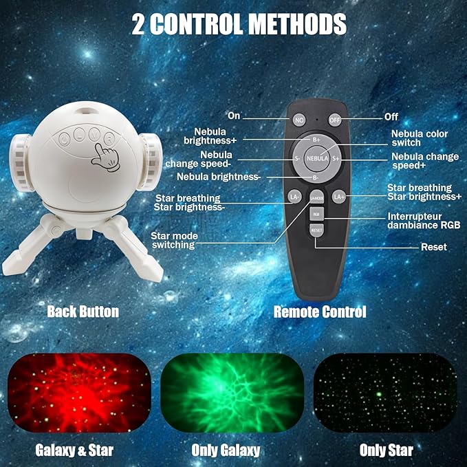 Star Projector Galaxy Night Light, Astronaut Space Projector with 8 Colors LED Nebula, Starry Ceiling LED Lamp with Remote, Adjustable Head Angle & Brightness,Kids Room Decor, Christmas Birthday Gifts