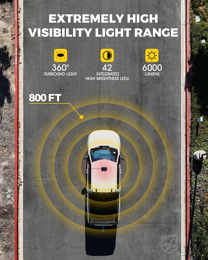 Xprite White Red Rooftop Emergency Strobe Light Bar, Beacon Safety Flashing Volunteer Firefighter Lights w/Control Panel Magnetic Base for First Responder Vehicles Fire Trucks