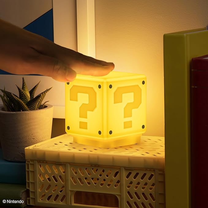 Super Mario Mini Question Block Light - Officially Licensed Super Mario Bros. Merchandise, Bedroom or Game Room Decor, Retro Gamer Gift, Battery Powered | Paladone