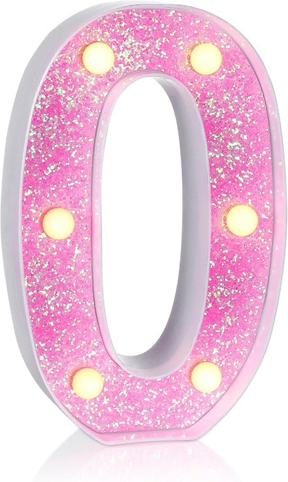 Foaky Pink Light up Letters，Pink Party Decorations,Girls Room Decor,Glitter Marquee Numbers,Alphabet Letter Sign for Night Light Birthday Party Girls Gifts, Home Bar Decoration (0)