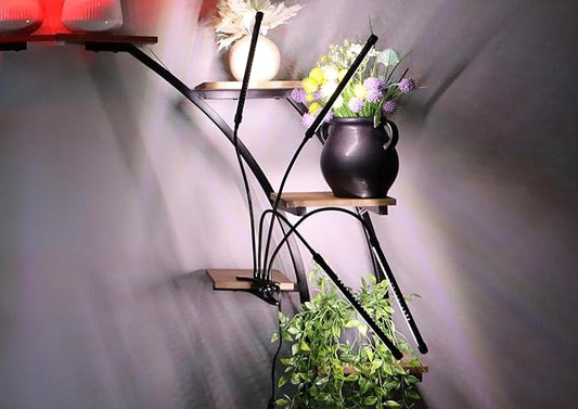 Plant Grow Light - 6000K Full Spectrum with Adjustable Red & White LEDs, 10-Level Dimming, USB Powered Clip-On Lamp for Indoor Plants, Timer Function (4 Head)