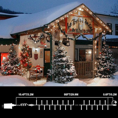 LAMPHOME 99ft Christmas Decorative Mini Lights, 300 LED Transparent Wire Fairy Starry String Lights Plug in, 16Lighting Modes for Indoor Outdoor Xmas Tree Wedding Party Decoration (White)