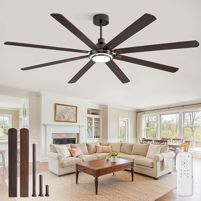 Fanbulous 84 Inch Ceiling Fans with Lights and Remote, Oil Bronze Ceiling Fan with 8 Dual-Color Blades, Indoor/Outdoor Large Ceiling Fans, Reversible DC Motor, 6-Speed, 3CCT for Living Porch Patio
