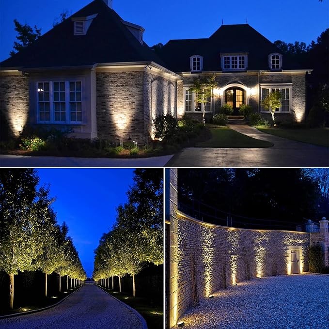 Low Voltage Landscape Lights with Connectors Grated Top Anti-Glare LED Well Lights 12V-24V Waterproof Outdoor In-Ground Light 3000K Landscape Lighting for Garden Yard Deck Pathway (2)