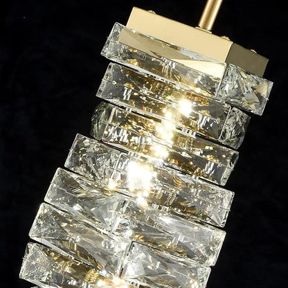 Modern Crystal Pendant Light Gold Pendant Lighting for Kitchen Island LED Rod-Hung Mini Pendant Lights Bathroom, 8W, 4000K, NOT Dimmable