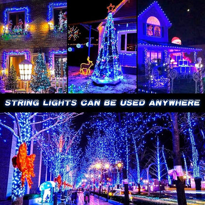 JMEXSUSS 600 LED Blue Solar Christmas Lights, 206.7ft Blue Christmas Lights Outdoor Waterproof, 8 Modes Solar Light Outdoor for Yard Patio Tree Garden Party Bushes Xams Decorations
