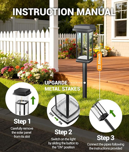 Solar Pathway Lights Outdoor, 12 Pack Upgraded Solar Garden Lights solar powered, solar lights outdoor waterproof IP65, 15 Hours Outdoor Solar Lights for Yard Patio Landscape Walkway Driveway Decor