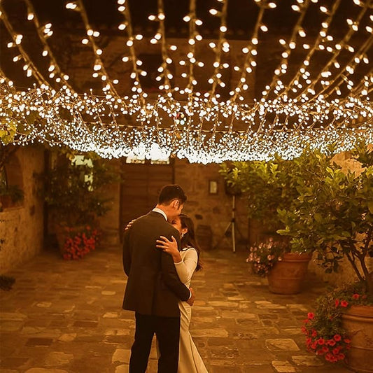 Albelt Solar Christmas String Lights Outdoor/Indoor, 8 Lighting Modes Warm White Christmas Tree Lights, Waterproof Decorative Lights for Wedding Party Patio Garden
