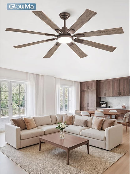 65 Inch Ceiling Fans with Lights and Remote&APP Control, Bronze Smart Ceiling Fan with 3000-6000K Dimmable, 6 Speeds Quiet Reversible Motor, Indoor/Outdoor Ceiling Fan for Living Room Bedroom
