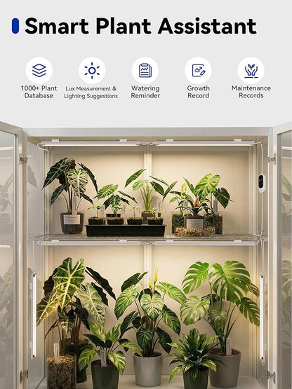 GLOWRIUM Smart Grow Lights for Indoor Plants with APP, Full Spectrum Grow Lights for Seed Starting, G6 Plant Light Strip with auto Timer, 3 Angle dimming Levels for Plant Shelf, 2-Pack (White, 16W)