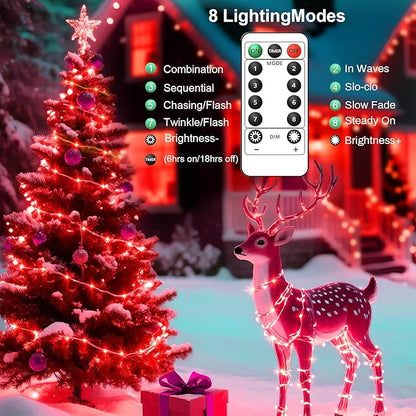 1Pack USB Plug in Fairy String Lights,16ft 50 LED Copper with Remote and Timer, 8 Modes Waterproof Twinkle String Lights Battery Powered for Bedroom Indoor Party Wedding Christmas Decoration (Red)