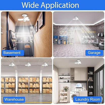 Energetic LED Garage Ceiling Light-E26 Screw in Ceiling Light Socket-3 Deformable Panels-5000K Daylight-30W-Basement-Shop-Workshop-Warehouse-Barn-ETL-White-1 Pack