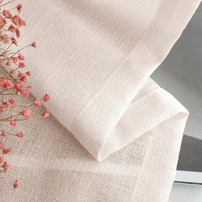 Melodieux Light Pink Semi Sheer Curtain Valance for Kitchen Cafe Small Windows Linen Rustic Rod Pocket Valance, 52 by 18 Inch, 1 Panel