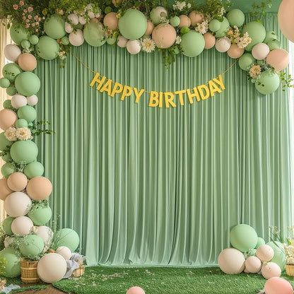 10x10ft Sage Green Backdrop Curtain for Wedding Parties Wrinkle Free Fabric Sage Green Drapes Backdrop Decoration for Baby Shower Birthday Photography Decoration 2 Panels, 5ft x 10ft