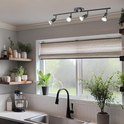 Kira Home Langford 27" Modern 4-Light Directional Track Wall/Ceiling Light + 4W LED Bulbs, Adjustable Heads, Black Finish