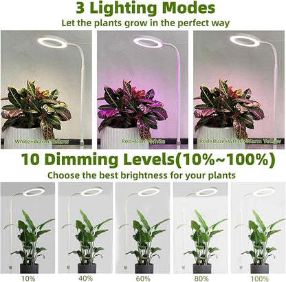 LED Grow Light for Indoor Plants, Full Spectrum led Grow Light,35 inches Adjustable Height,Growing Lamp with Timer,Dimmable Brightness,Ideal for Tall Plants