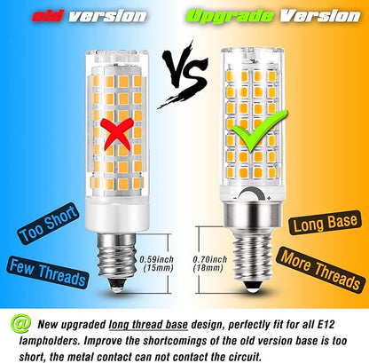 ALIDE E12 60 Watt C7 Dimmable Led Candelabra Bulbs Replacement, Warm White 2700k T6 110V 120V Small Base E12 LED Bulbs 6W for Ceiling Fan Salt Lamp Chandelier Lighting,600lm,8Pack