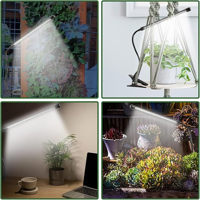 Clip On Grow Light for Indoor Plants,Full Spectrum Led Plant Grow Lights with Auto-Timer, Plant Growing Lamp for Seed Starting,Houseplants, Bonsai, Pot Plant(2 Lamps)