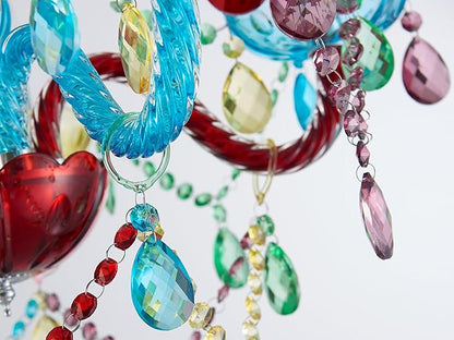5-Lights Children Chandeliers, Modern Candy Design, Colorful Crystal Chandeliers for Bedroom, Dining Room, D22.8'' × H33.5'', Adjustable Height (33.5"~70.9"), Youth Color & Chrome Finish Frame
