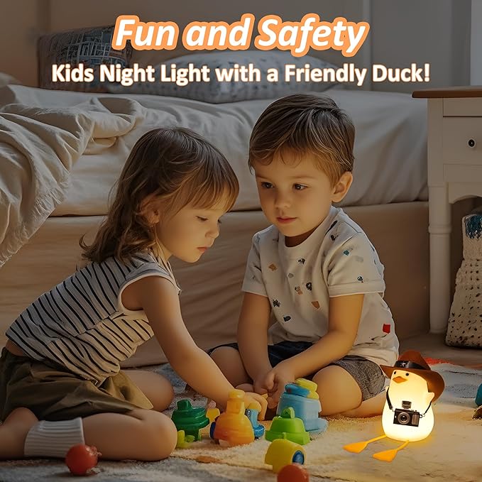 Anywin Duck Night Light for Kids, Cute Benson Ducks Gifts, Squishy Touch Silicone Animal Nursery Bedside Lamp Goose Gifts, Dimmer & Rechargeable, Birthday Gifts for Boys Girls Women Teens(Cowboy Duck)