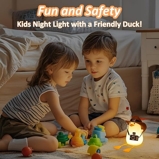 Anywin Duck Night Light for Kids, Cute Benson Ducks Gifts, Squishy Touch Silicone Animal Nursery Bedside Lamp Goose Gifts, Dimmer & Rechargeable, Birthday Gifts for Boys Girls Women Teens(Cowboy Duck)