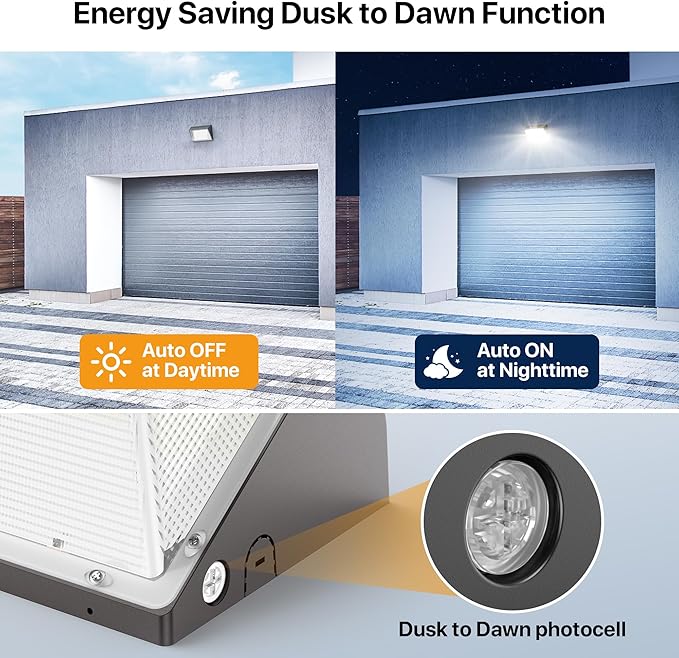 120W LED Wall Pack Light with Dusk to Dawn Photocell 18,000LM(150LM/W) Wall Mount Flood Light Outdoor IP65 Waterproof 5000K Led Security Commercial Area Lighting for Yard, Garage, Barn