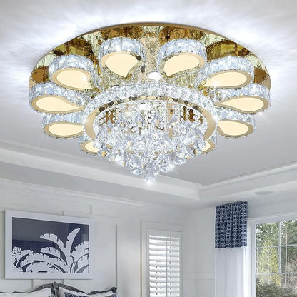 HAIXIANG Chandelier for Living Room Dining Room Modern LED Light Chandeliers Fixtures Remote Dimmbale Lighting Gold Crystal Lights
