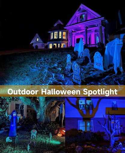 Chrisrmas Spotlights Outdoor, 24W Color Changing Landscape Lighting with Remote & Timer (4H/6H/8H), IP65 Waterproof Aluminum RGB Spot lights for Yard, Garden, House Halloween Decorations (6 lights)