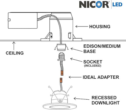 NICOR Lighting DLG56-10-120-3K-BK LED Downlights, Black