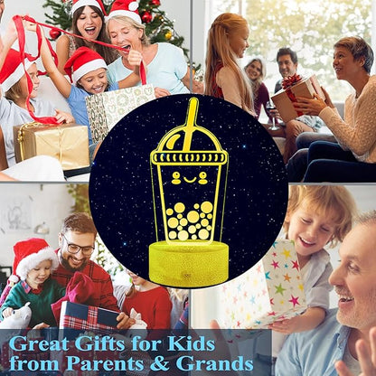 Boba Lamp, Boba Gifts, Boba 3D Night Light with Remote Control, 16 Color Changing, Timer, RGB Flashing Mode, Dimmable - Boba Gifts for Boys & Girls