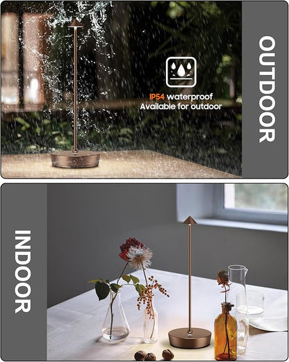 Cordless Table Lamps Rechargeable, 6000mAh Battery Operated LED Desk Lamp Outdoor Waterproof Portable Touch Dimmable Table Night Light for Patio Restaurant Dining Home Set of 2 Moka