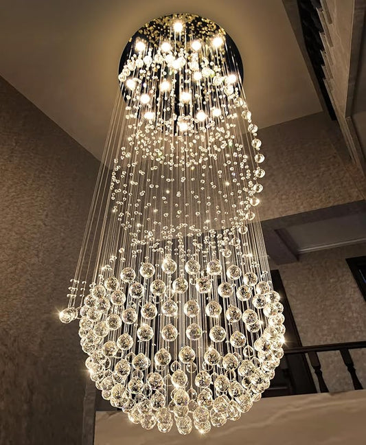 D40'' x H120'' Crystal Chandelier for Entryway High Ceiling Chandeliers Glam Chandelier Modern Large Raindrop Chandeliers LED Dimmable Light Fixtures for Staircaes Foyer Living Room Gold