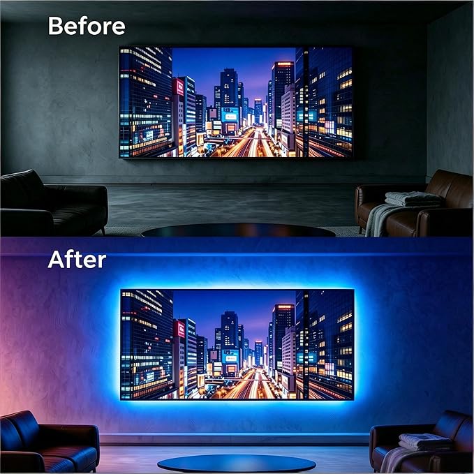 TV LED Backlight, RGB TV Backlight for 32-43 inch TVs,Smart APP Remote Control,Music Sync Color Changing Strip Lights,Led Strip Lights USB Powered for Bedroom,Gaming,Kitchen,Living Room