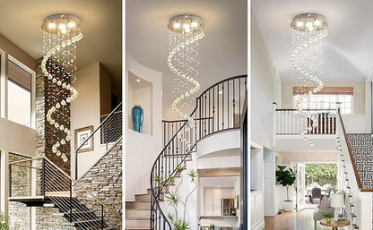 AGV LIGHTING Modern Crystal Chandelier, 4-Light Pendant, H50 x D16, White, Indoor, Bedroom, Dining Room, Living Room, Lobby