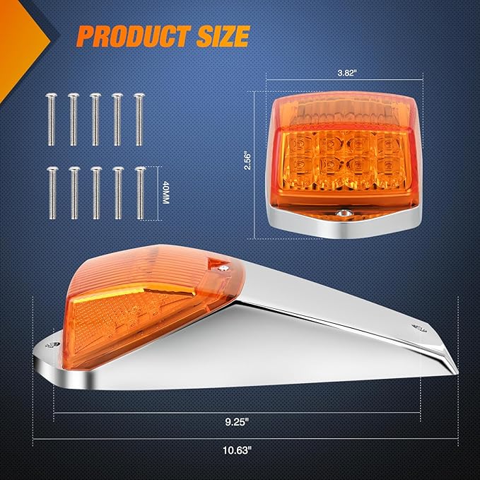 Nilight Cab Roof Marker Light 5 PCS 17 LED Amber Top Clearance Lights Waterproof Surface Mount Compatible with Mack Kenworth Freightliner International ProStar/Lonestar