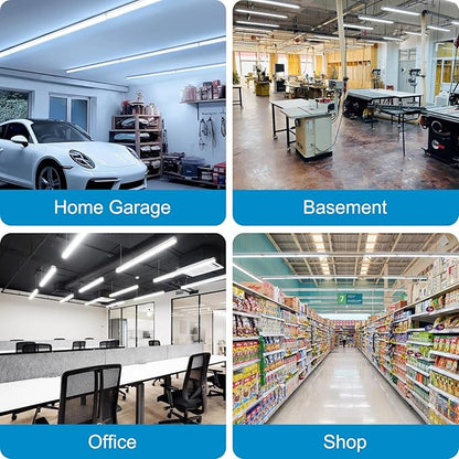 6 Pack T5 LED Shop Light, 4FT, 2200lm, 6500K Led Tube Lights Indoor, Ceiling and Under Cabinet Lighting, Plug in Bar Light for Room Garage Workshop, Corded Electric with ON/Off Switch