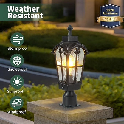 Motion Sensor Outdoor Post Lights Waterproof Dawn to Dusk Sensor Post Light Fixture Outdoor Anti-Rust Waterproof Exterior Lamp Post Lighting for Front Door Yard Pathway Driveway Fence