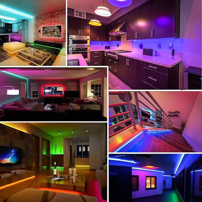 Keepsmile 130ft Led Strip Lights (2 Rolls of 65ft) Bluetooth Smart App Control RGB Led Light Strip with Remote,Music Sync Color Changing Led Lights for Bedroom Room Home Party Decor