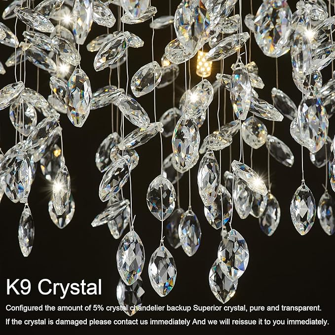 Chandeliers for Dining Room Over Table, 47" Modern Crystal Gold Tree Branche Chandelier, Large Chandelier Crystals for Living Room,High Ceiling,Foyer,Entryway,Kitchen Island,Staircase