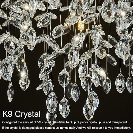 31.5" Modern Crystal Chandeliers for Dining Room,Gold Crystal Tree Branches Chandelier, Round Dining Room Chandelier Over Table, Chandeliers for Living Room, Entryway,Foyer
