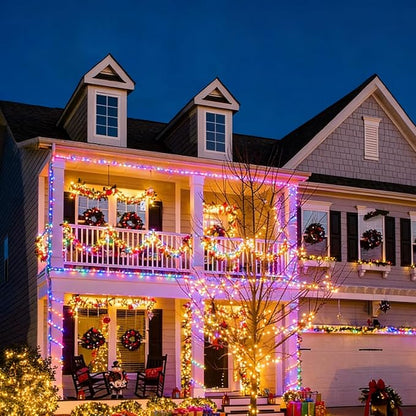 LAMPHOME 200LED 66FT Multicolor Christmas Mini String Lights,Plug in Waterproof Connectable LED Fairy Lights,Indoor & Outdoor Christmas Tree Lights for Home Party Garden Yard Bedroom Decor