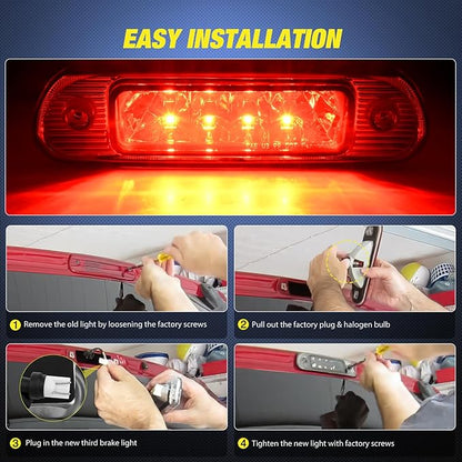 Nilight Third Brake Light Tail High Mount 3rd Stop Lights Smoked Lens Compatible with Jeep Cherokee 1999 2000 2001 2002 2003 2004 Van SUV Rear Center Cab Lamp